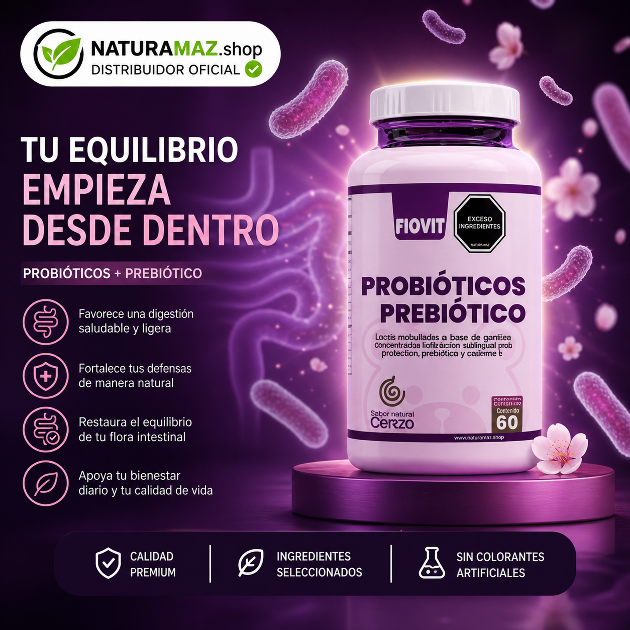 Gomitas de Probióticos y Prebióticos Fiovit para digestión
